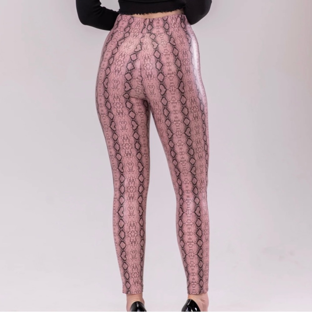Tan/Brown leather snake print leggings